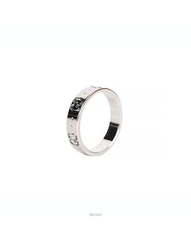 [중고명품] 구찌 아이콘 밴드 하트링 18K 화이트골드 75683708
