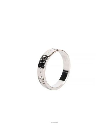 [중고명품] 구찌 아이콘링 18K 화이트골드 9호 4mm 75876083