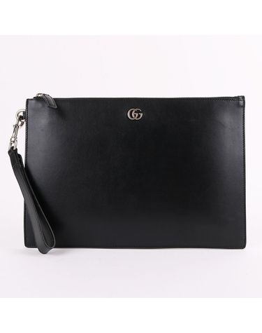[중고명품] 구찌 GG 마몬트 블랙 레더 파우치 은장 475317 0YK0N 1000 160350238