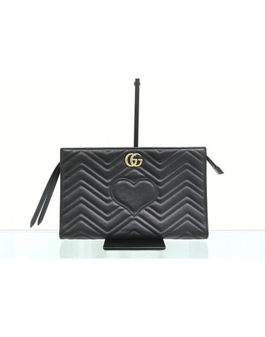 [중고명품] 구찌 gg 마몬트 마틀라쎄 클러치 블랙 금장 448450 161289014