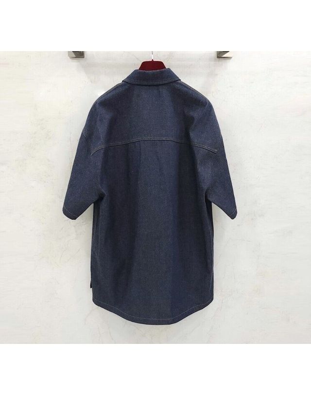 구찌 [중고명품] [중고명품] 구찌 웹 밴드 라벨 오버 데님 셔츠 144357691 착용컷