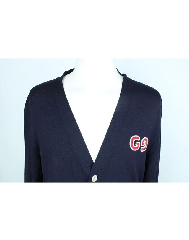 구찌 [중고명품] [중고명품] 구찌 GG로고 자수 가디건 네이비 사이즈 S 154225472 착용컷