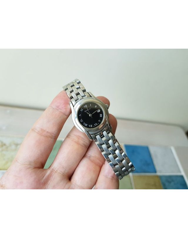 구찌 [중고명품] [중고명품] 구찌 5500L 27MM 스틸 쿼츠 G 클래스 여성 시계 YA055503 135129209 착용컷