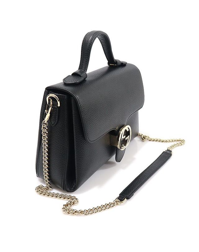 구찌 [중고명품] [중고명품] 구찌 GG 인터로킹 레더 탑핸들 체인 숄더백 블랙 510302 CAO0G 1000 155108692 착용컷