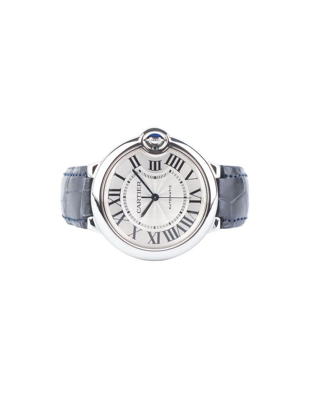 까르띠에 [중고명품] [중고명품] 까르띠에 발롱 블루 드 워치 36mm 오토매틱 가죽밴드 시계 W69017Z4 150213068 착용컷
