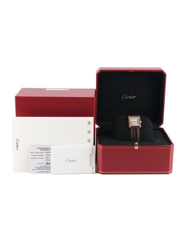 까르띠에 [중고명품] [중고명품] 까르띠에 탱크 솔로 스몰 금장 브라운 여성 시계 W5200024 158506396 착용컷