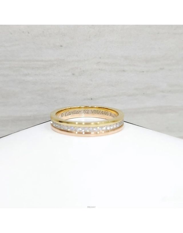 까르띠에 [중고명품] [중고명품] 까르띠에 방돔 루이 웨딩 밴드 화이트 골드 옐로우 골드 로즈 골드 다이아몬드 B40529 160681790 착용컷