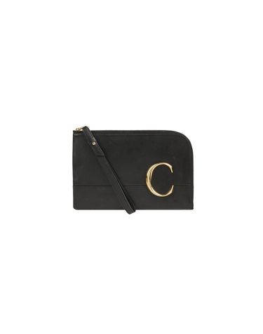 [중고명품] 끌로에 C 로고 지퍼 스트랩 클러치 블랙 65806651