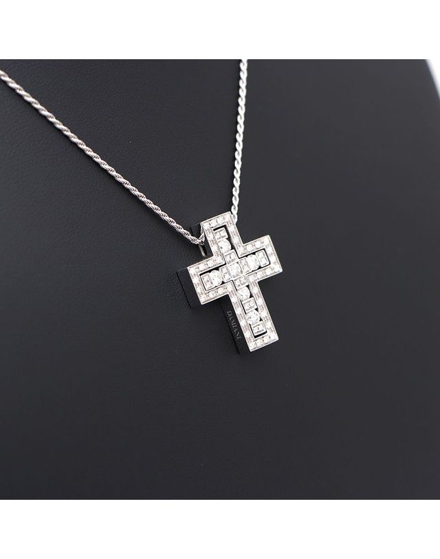 다미아니 [중고명품] [중고명품] 다미아니 벨에포크 다이아몬드 라지 18K 화이트골드 목걸이 20073470 160407297 착용컷