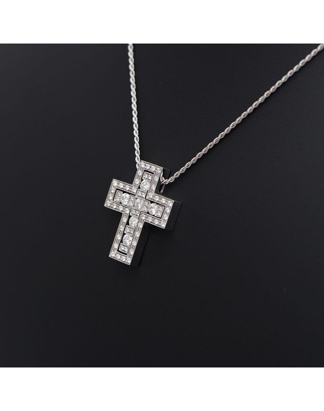 다미아니 [중고명품] [중고명품] 다미아니 벨에포크 다이아몬드 라지 18K 화이트골드 목걸이 20073470 160407297 착용컷