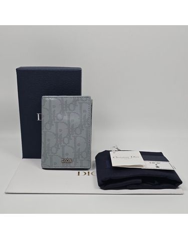 [중고명품] 디올 오블리크 갤러시 2단 카드지갑 그레이 135595863