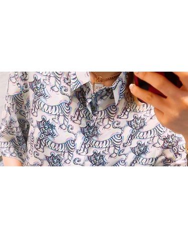[명품] 디올 호랑이 네온 컬러 여름 셔츠 타이거 셔츠 32908446