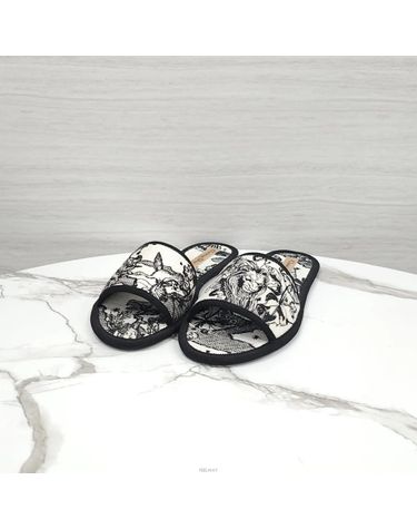 [중고명품] 디올 쉐 모아 자수 코튼 슬리퍼 사이즈 38 160167529