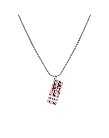 [중고명품] 디올 핑크 트로터 실버 목걸이 길이 43.5cm 162242571