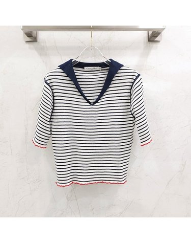 [중고명품] 디올 리비에라 마리니에르 모티프 스웨터 니트 반팔 40 444S67AM785 3986 163158754