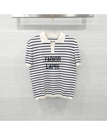 [중고명품] 디올 리비에라 자 카프리 스트라이프 폴로 반팔 셔츠 38 144S88CP603 10522 163159064