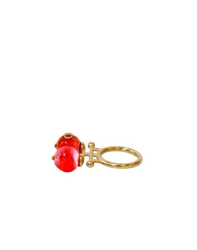 디올 [중고명품] [중고명품] 디올 더블 비즈 소르베 골드 반지 가로 2.6cm 높이 2.3cm 155303170 착용컷