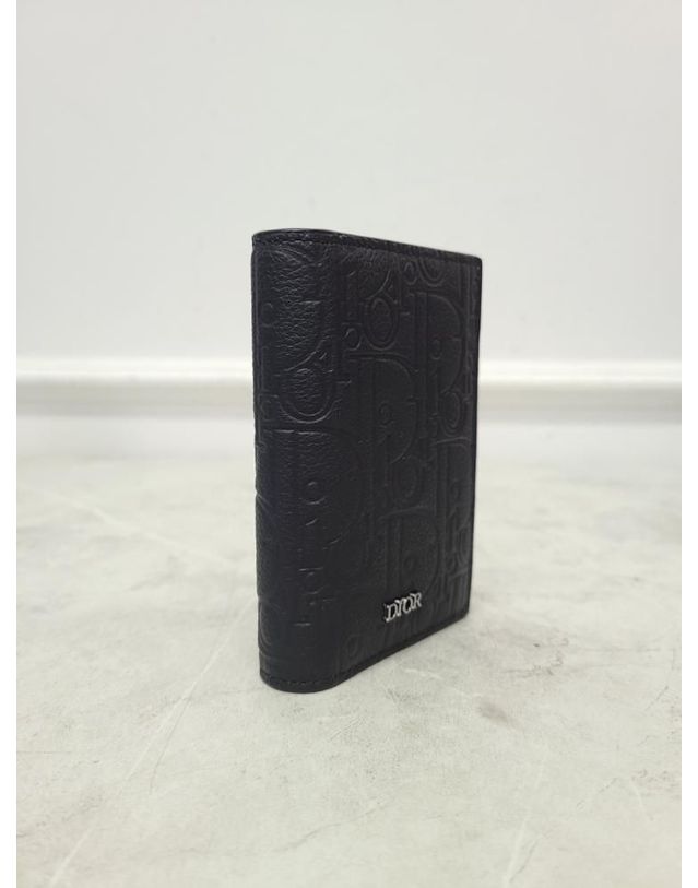 디올 [중고명품] [중고명품] 디올 블랙 오블리크 그래피티 2단 카드지갑 132957860 착용컷