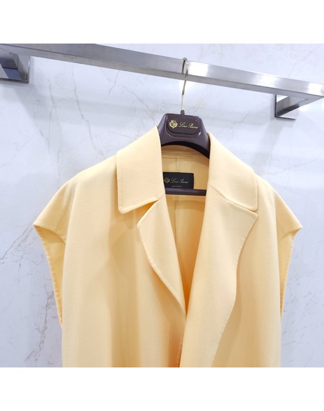 로로피아나 [중고명품] 로로피아나 옐로우 플로리안 캐시미어 롱 베스트 XS 9059 163159283 착용컷