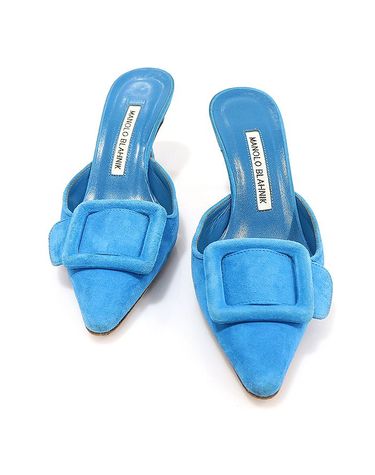 [중고명품] 마놀로블라닉 블루 스웨이드 버클 뮬 여성샌들 사이즈 225mm 147308985