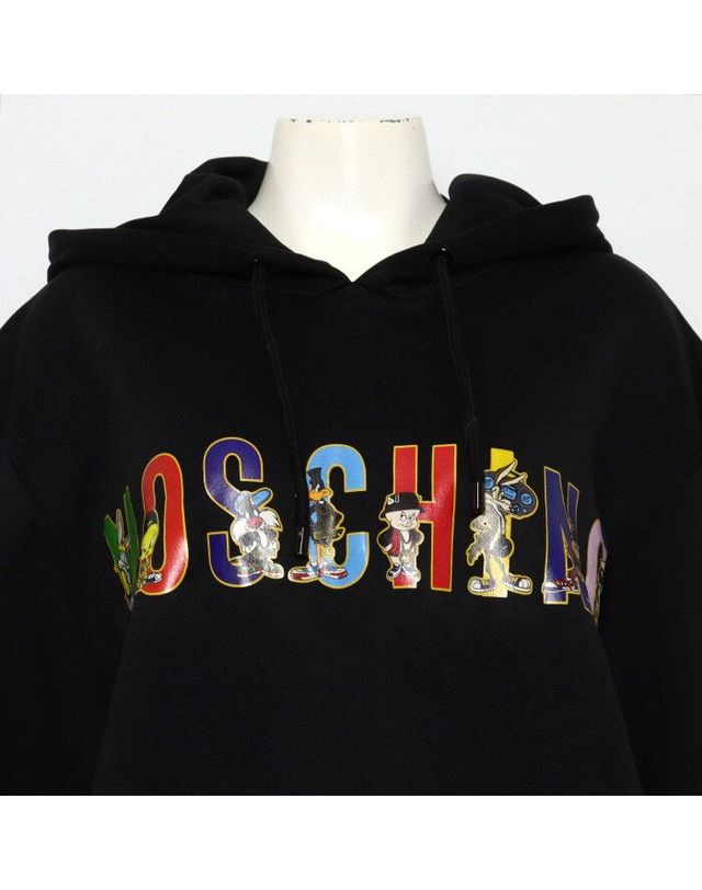 모스키노 [중고명품] [중고명품] 모스키노 루니 툰즈 콜라보 블랙 후드티 사이즈 68cm 161950086 착용컷
