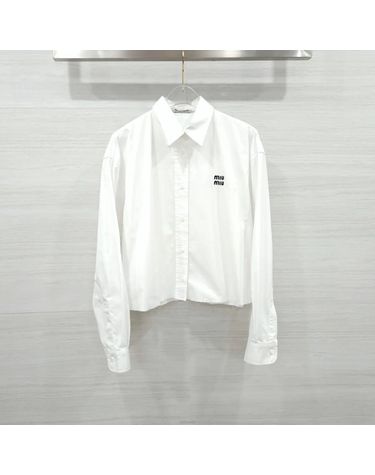 [중고명품] 미우미우 엠브로이드 체크 포플린 크롭셔츠 MK1659 16MK F0QY6 160193473