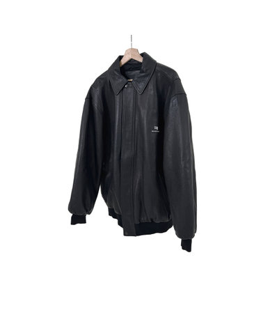 [중고명품] 발렌시아가 스포티 비 택시 블루종 레더 봄버 자켓 블랙 사이즈 M 160158673