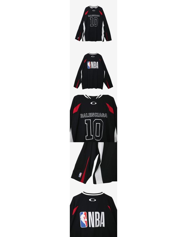발렌시아가 [중고명품] [중고명품] 발렌시아가 NBA 오버 핏 롱슬리브 티셔츠 사이즈 L 159750050 착용컷