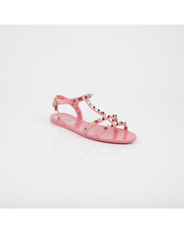 [중고명품] 발렌티노 락스터드 핑크 금장 젤리 샌들 101609940