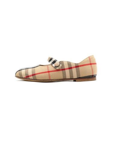 [중고명품] 버버리 빈티지 체크 코튼 발레리나 키즈 슈즈 사이즈 170~180mm 152801683