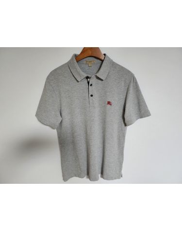 [중고명품] 버버리 그레이 체크 자수 반팔 카라티 사이즈 M 144796421