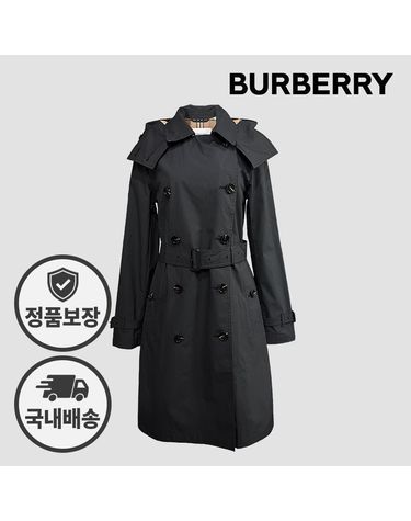 [명품] 버버리 트렌치코트 후드 벨티드 블랙 154661495