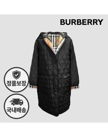 [명품] 버버리 블랙 파크게이트 후드 퀼팅 롱 자켓 8084209 145680990