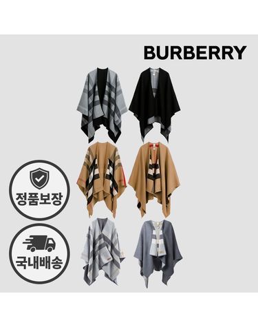[명품] 버버리 체크 리버서블 울 여성 케이프 판초 브라운 40294061 139638465