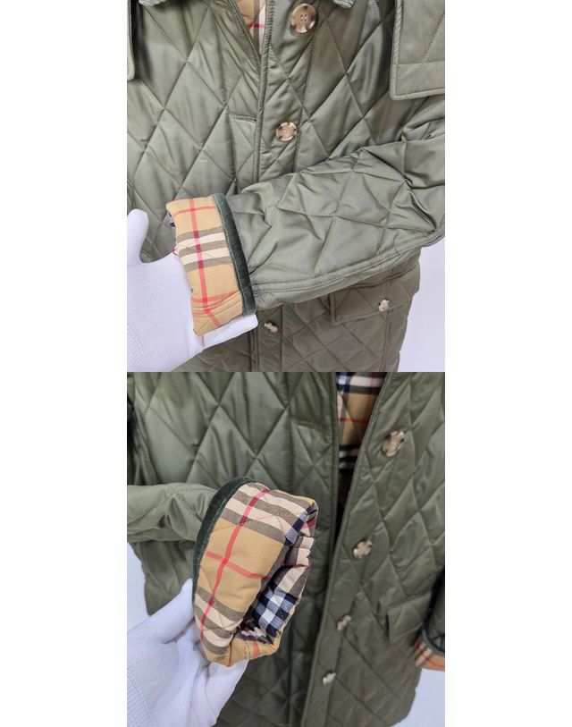버버리 [중고명품] [중고명품] 버버리 뉴 데레햄 퀼팅 자켓 올리브 그린 80712351 162562835 착용컷