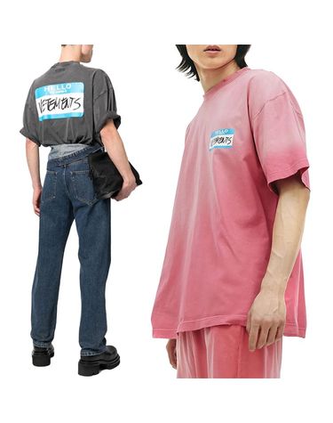 [명품] 베트멍 마이네임 빈티지워싱 오버핏 반팔 티셔츠 블랙 70588560