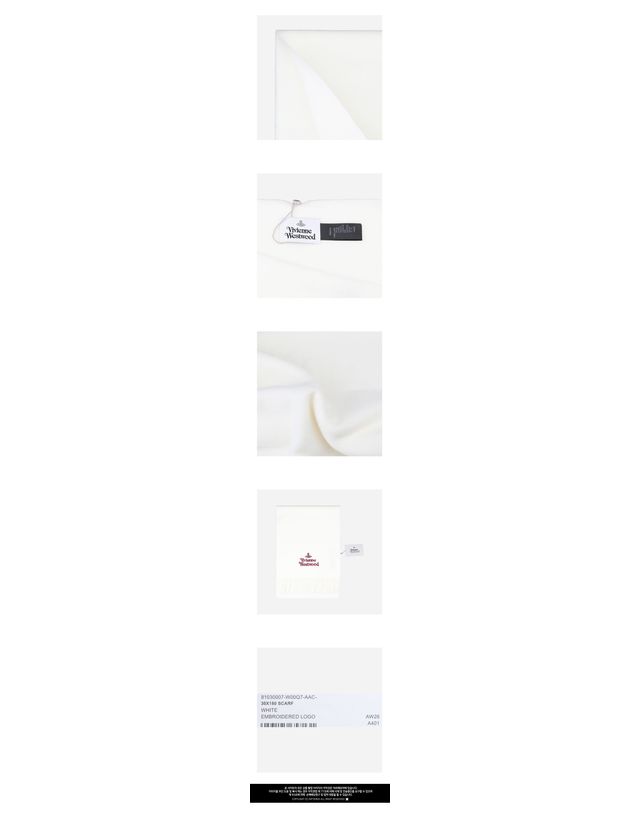 비비안웨스트우드 [명품] 비비안웨스트우드 ORB 로고 자수 울 프린지 스카프 머플러 화이트 81030007 W00Q7 A401 161311144 착용컷