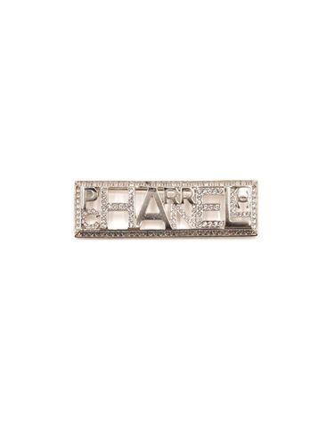 [중고명품] 샤넬 X 퍼렐 윌리엄스 크리스탈 로고 금장 브로치 가로 6CM 152318936