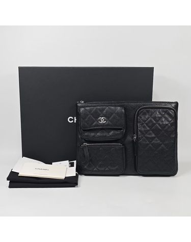 [중고명품] 샤넬 캐비어 스킨 멀티 포켓 클러치백 사이즈 27.5cm 154770681
