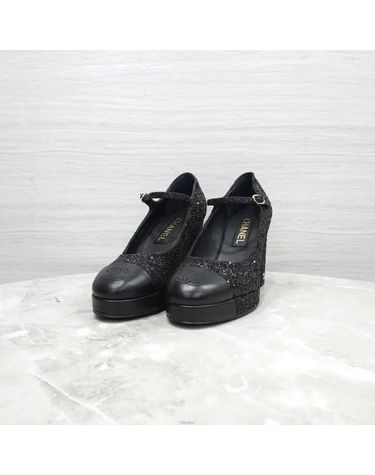 [중고명품] 샤넬 글리터 청키 힐 사이즈 38 158358347