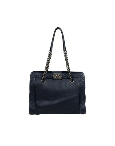 [중고명품] 샤넬 소프트 카프스킨 보이 쇼퍼백 네이비 사이즈 31.5cm 158396774