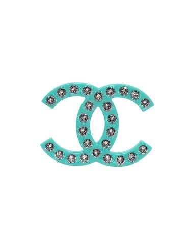 [중고명품] 샤넬 레진 크리스탈 CC 브로치 민트 162766819