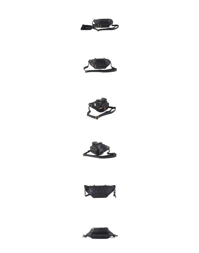 샤넬 [중고명품] [중고명품] 샤넬 메탈릭 블랙 금장 웨이스트 크로스 바디백 158629387 착용컷