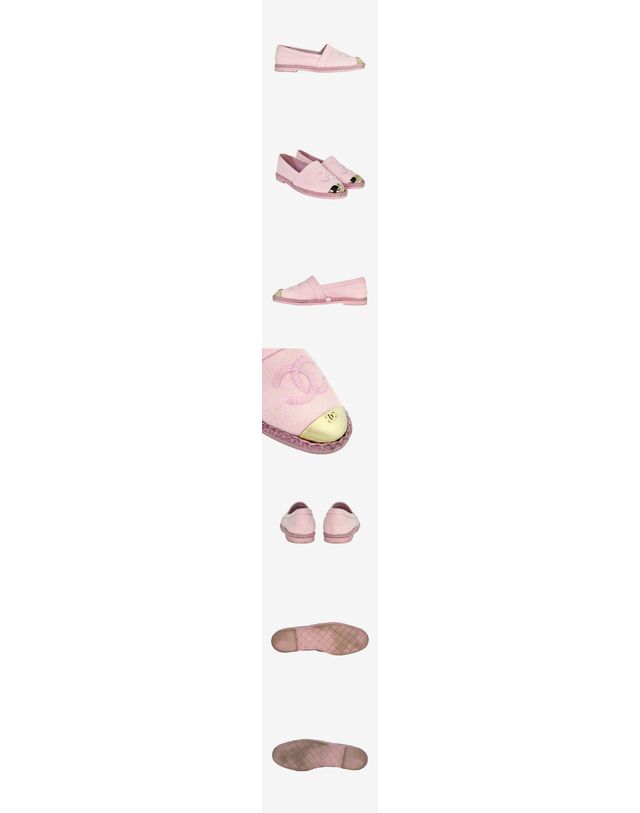 샤넬 [중고명품] [중고명품] 샤넬 라이트 핑크 골드 에스파드리유 펌프스 힐 사이즈 245mm 157432128 착용컷