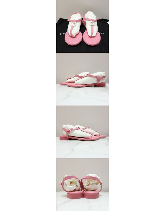 샤넬 [중고명품] [중고명품] 샤넬 핑크 조리 샌들 사이즈 230mm 158786352 착용컷