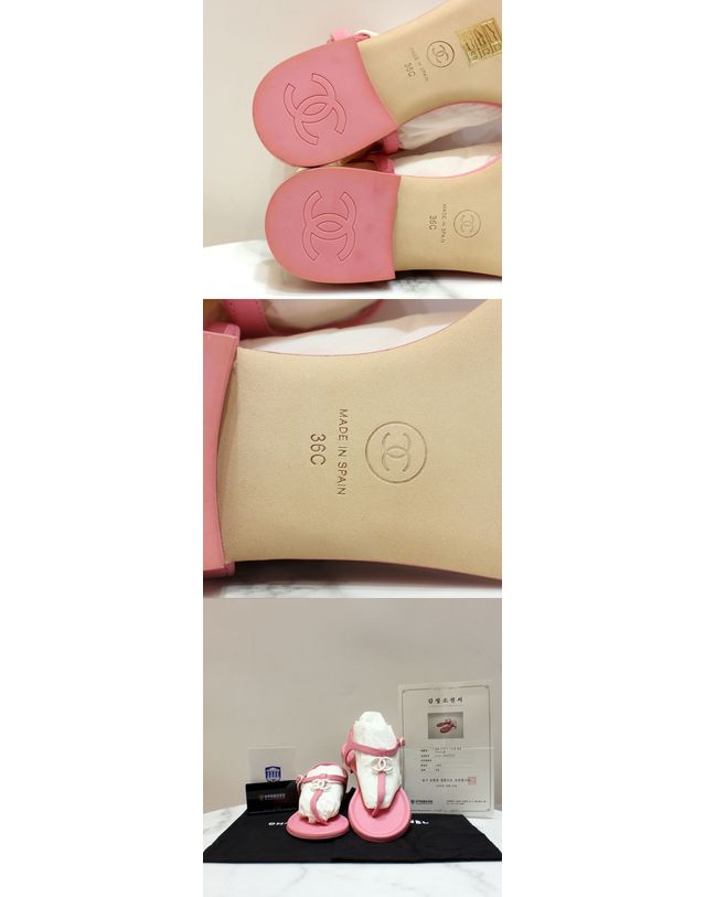 샤넬 [중고명품] [중고명품] 샤넬 핑크 조리 샌들 사이즈 230mm 158786352 착용컷