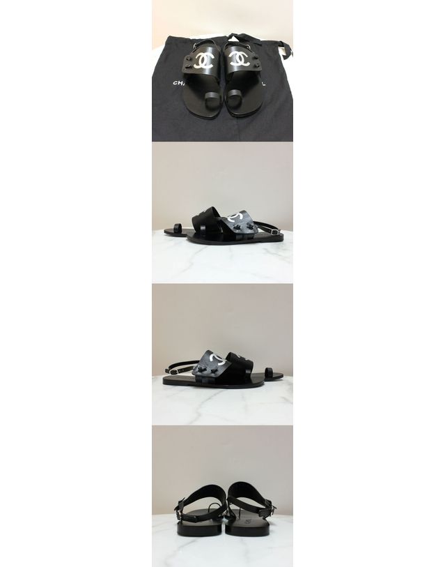 샤넬 [중고명품] [중고명품] 샤넬 조리 샌들 블랙 사이즈 230mm 158316598 착용컷