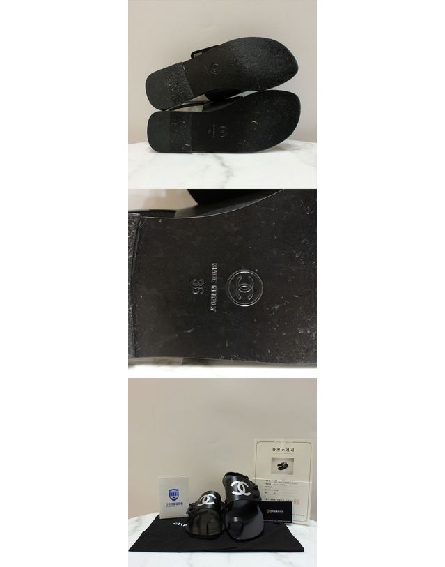 샤넬 [중고명품] [중고명품] 샤넬 조리 샌들 블랙 사이즈 230mm 158316598 착용컷