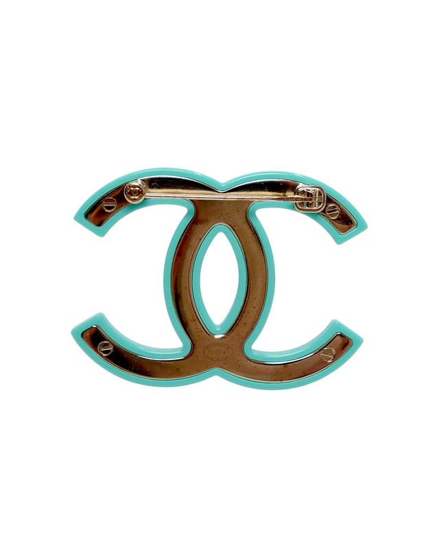 샤넬 [중고명품] [중고명품] 샤넬 레진 크리스탈 CC 브로치 민트 162766819 착용컷