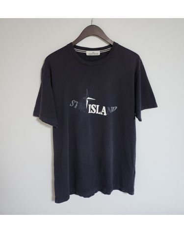 [중고명품] 스톤아일랜드 네이비 로고 남성 반팔티 사이즈 L 132965536